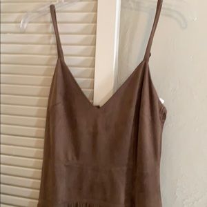 Brown suede dress with fringe